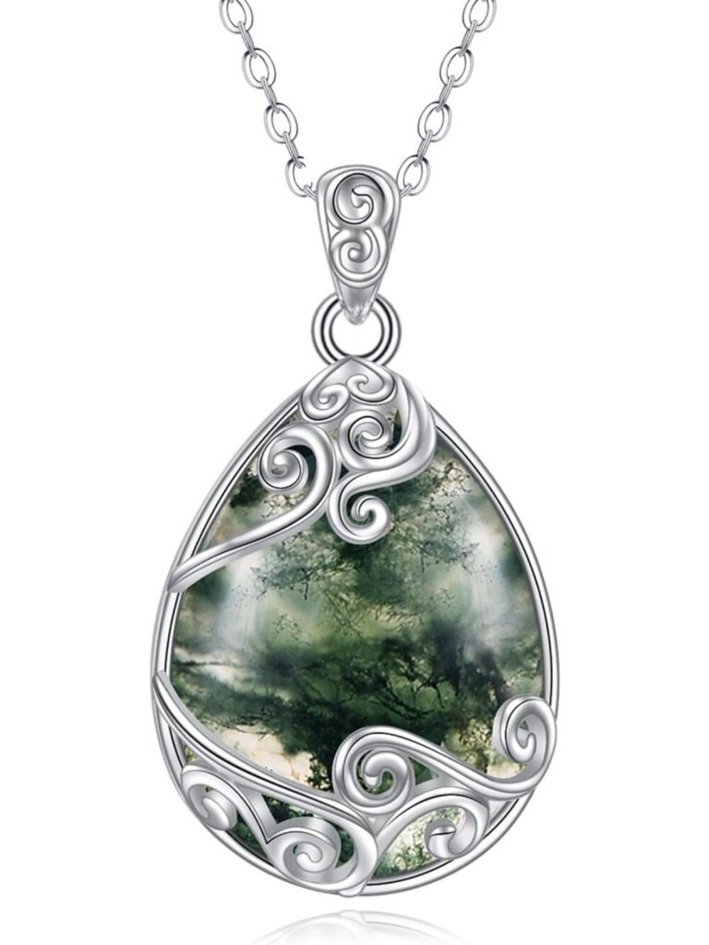 925 Sterling Silver Moonstone Teardrop Pendant Necklace - Elegant Jewelry for